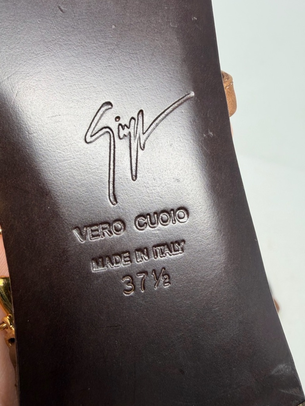 Giuseppe Zanotti Fishbone Flat Sandals Gold Skeleton Womens Size EU 37.5 - Picture 10 of 10